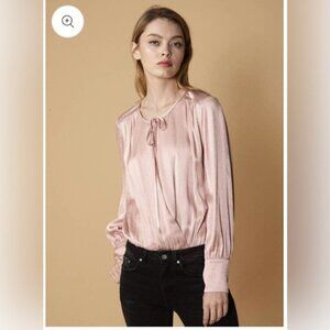 Anthropologie Nurode Tie-Neck long sleeve Bodysuit - Fall Pink size medium